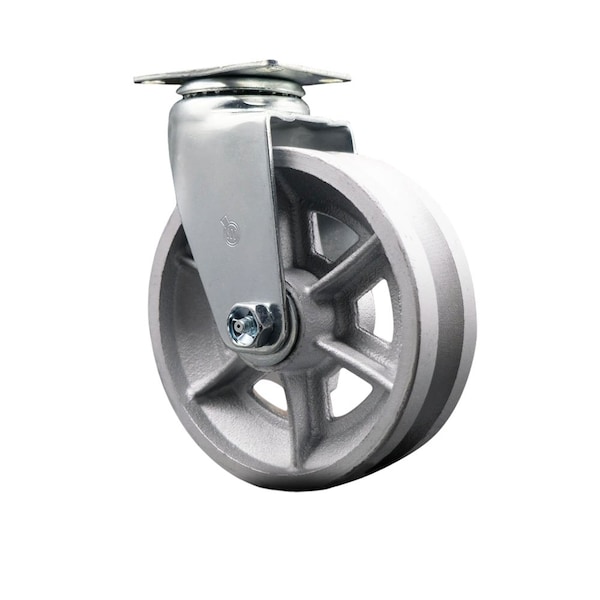6'' V-Groove Semi Steel Cast Iron Wheel Swivel Caster with Bronze Bearing
